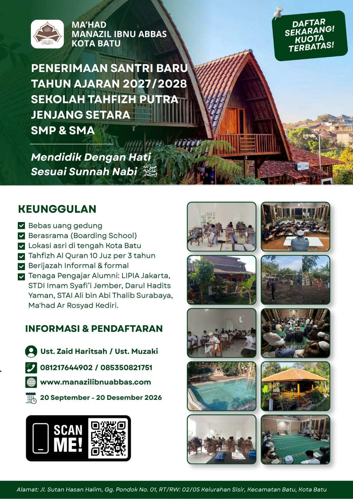 Poster Penerimaan Santri Baru Ma'had Manazil Ibnu Abbas Tahun Ajaran 2027/2028